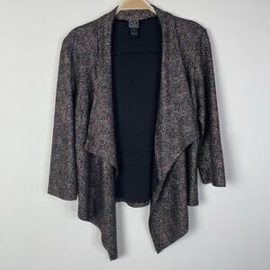 Clara Sunwoo Metallic Shiny Confetti Dot Open‎ Drape Waterfall Cardigan Large